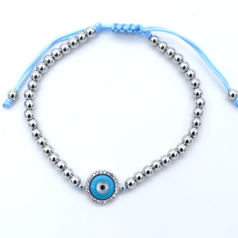Evil Eye Bracelet Stainless Steel Jacaranda Crystals
